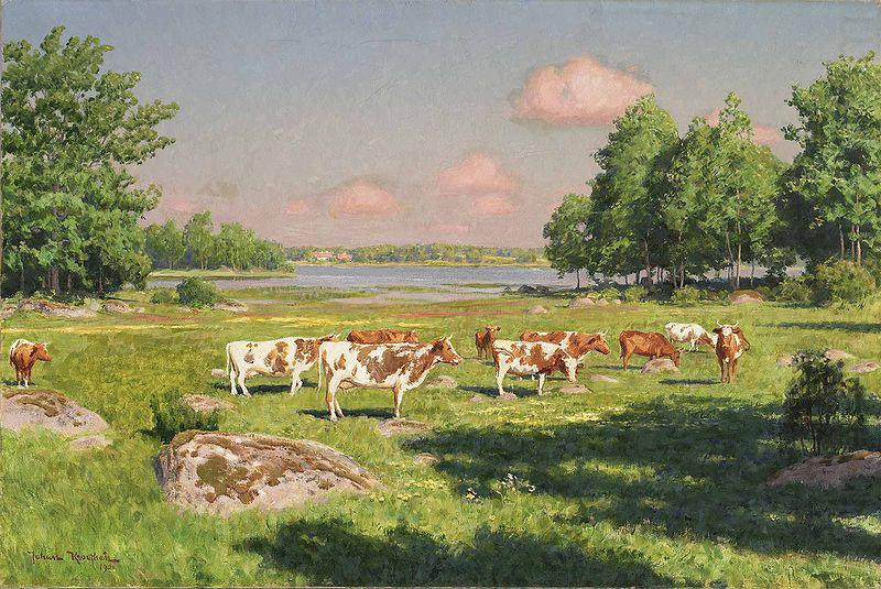 johan krouthen Sommarlandskap med betande boskap china oil painting image